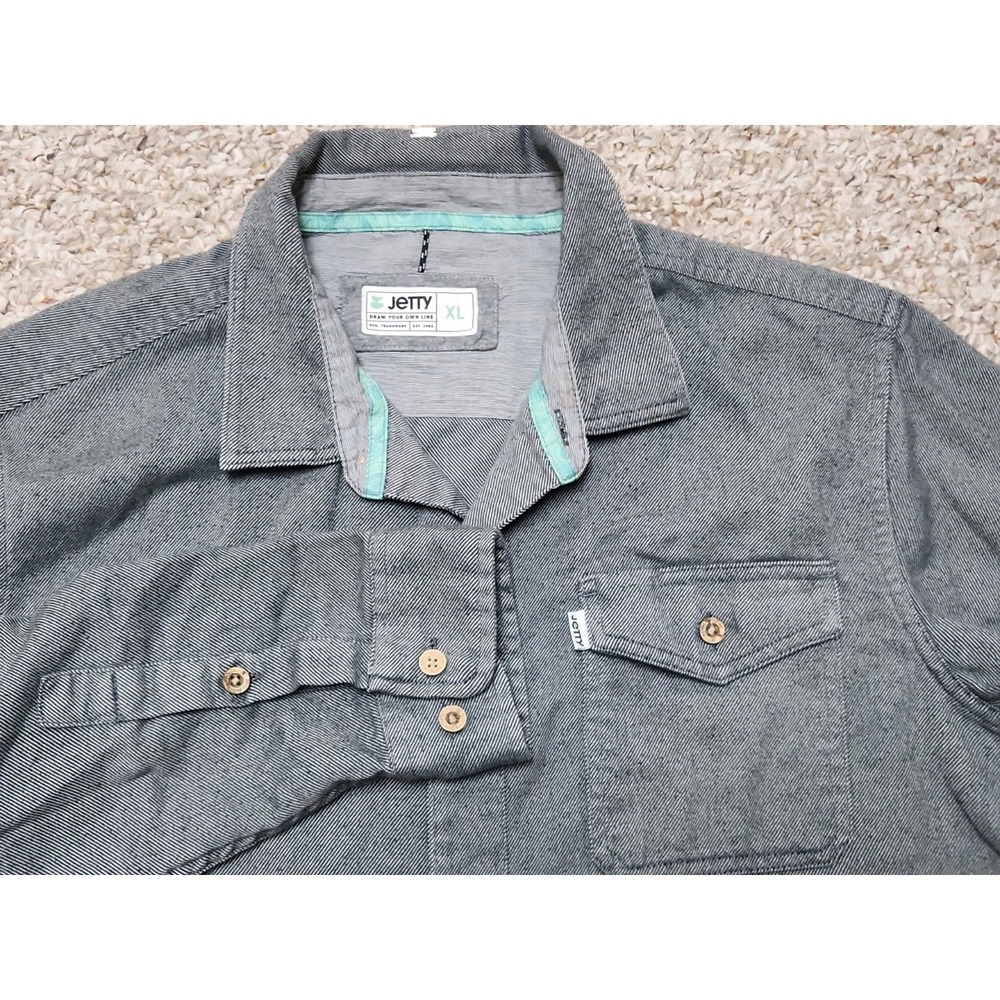 Jetty Men's Gray Casual Button-Down Shirt with Chest Pocket